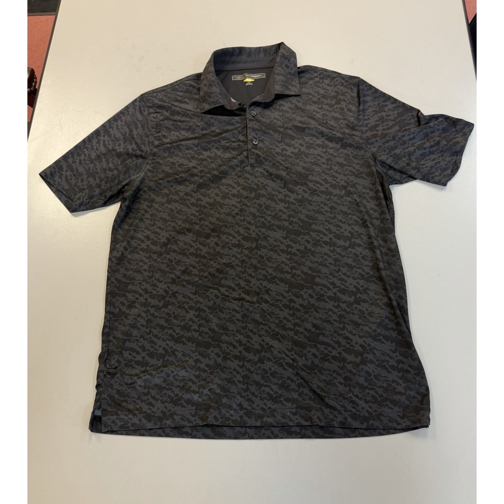 Greg Norman Polo Golf Shirt Sharks All Over Print Play Dry Men's Large